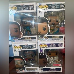 Black panther wakanda forever Funko pops!  Namor, Shuri,Nakia and Ironheart mk 1